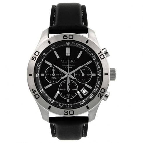 Seiko Black Dial Chronograph Stainless Steel Men's Watch SSB049P2 watches