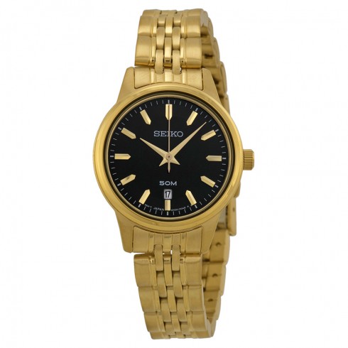 Seiko Black Dial Gold-tone Ladies Watch SUR886 watches