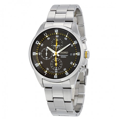 Seiko Black Dial Stainless Steel Chronograph Men's Watch SNDC89 watches