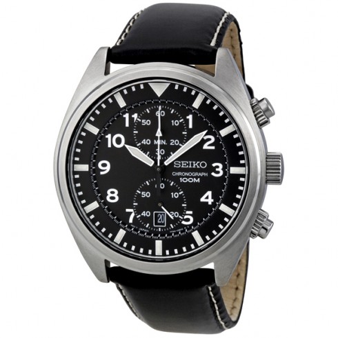 Replica Seiko Black Dial Stainless Steel Chronograph Men's Watch SNN231P2 Watch