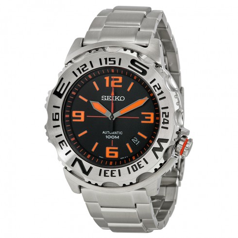 Seiko Black Dial Stainless Steel Compass Men's Watch SRP443 watches