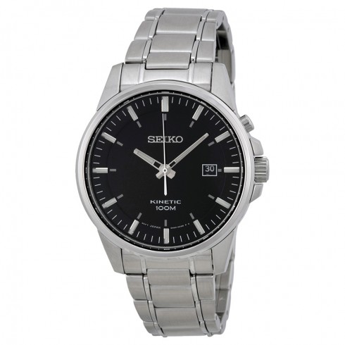 Seiko Black Dial Stainless Steel Kinetic Men's Watch SKA529 watches
