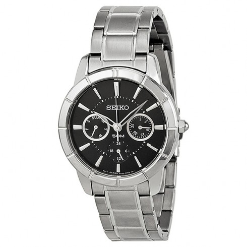 Seiko Black Dial Stainless Steel Ladies Watch SKY715 watches