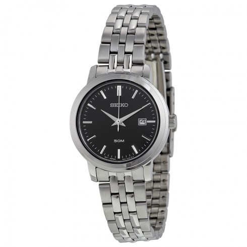 Seiko Black Dial Stainless Steel Ladies Watch SUR827 watches