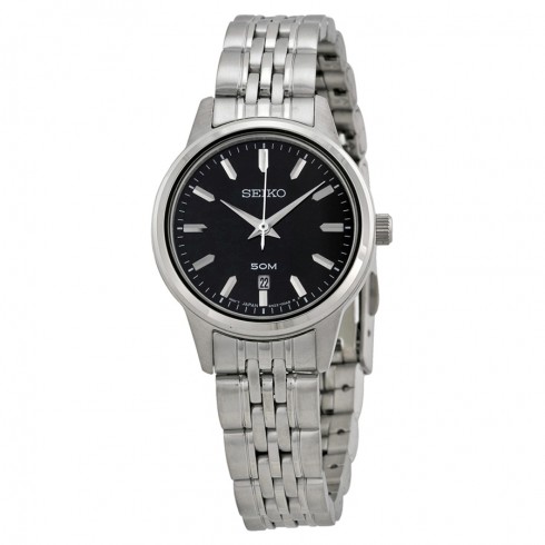 Seiko Black Dial Stainless Steel Ladies Watch SUR895 watches