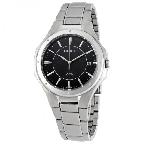 Seiko Black Dial Stainless Steel Men's Watch SGEF61 watches