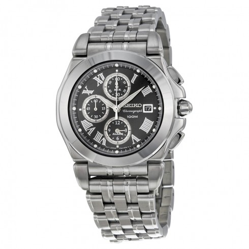 Seiko Black Dial Stainless Steel Men's Watch SNA525 watches