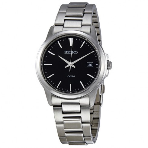 Seiko Black Dial Stainless Steel Men's Watch SGEF51 watches