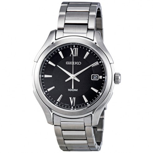 Seiko Black Dial Stainless Steel Men's Watch SGEF69 watches