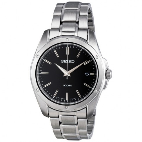 Seiko Black Dial Stainless Steel Men's Watch SGEF81 watches