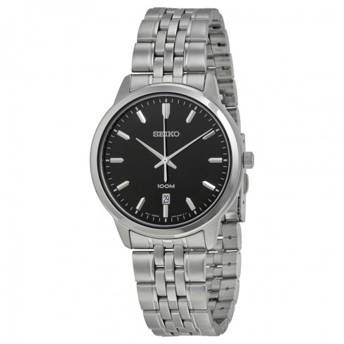 Seiko Black Dial Stainless Steel Men's Watch SUR031 watches