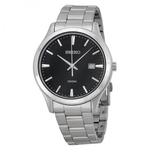 Seiko Black Dial Stainless Steel Men's Watch SUR051 watches