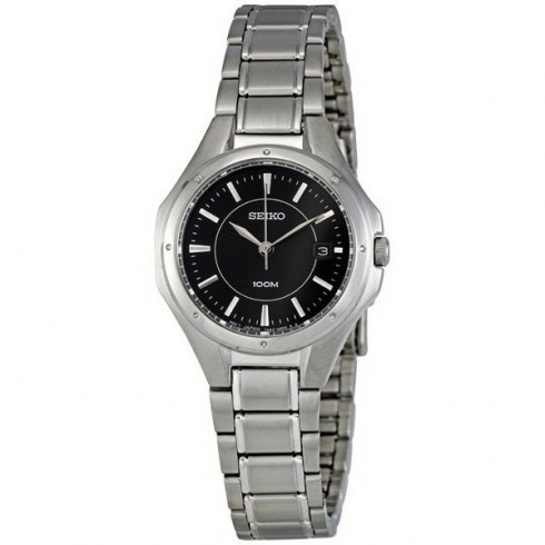 Seiko Black Dial Stainless Steel Quartz Ladies Watch SXDE13 watches