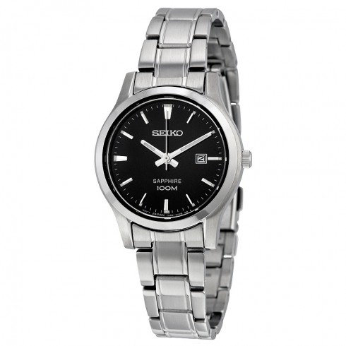Seiko Black Dial Stainless Steel Quartz Ladies Watch SXDG63 watches