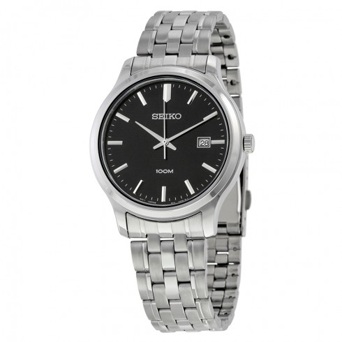 Seiko Black Dial Stainless Steel Quartz Men's Watch SUR145 watches