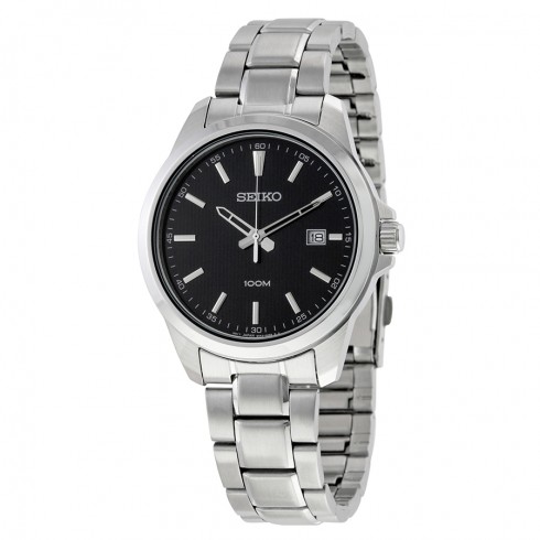 Seiko Black Dial Stainless Steel Quartz Men's Watch SUR155 watches