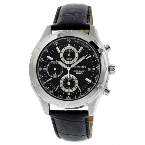 Seiko Black Dial Tachymeter Chronograph Men's Watch SNDC39 watches