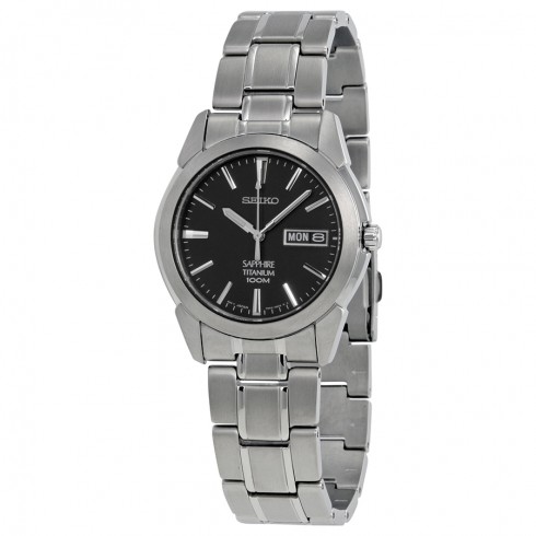 Seiko Black Dial Titanium Men's Watch SGG731 watches