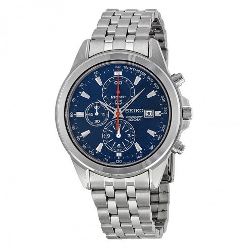 Seiko Blue Dial Chronograph Stainless Steel Men's Watch SNDF01 watches