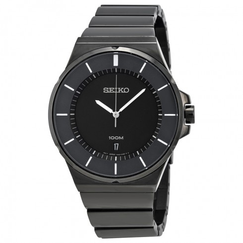 Seiko Casual Black Dial Black IP Stainless Steel Men's Watch SGEG21 watches