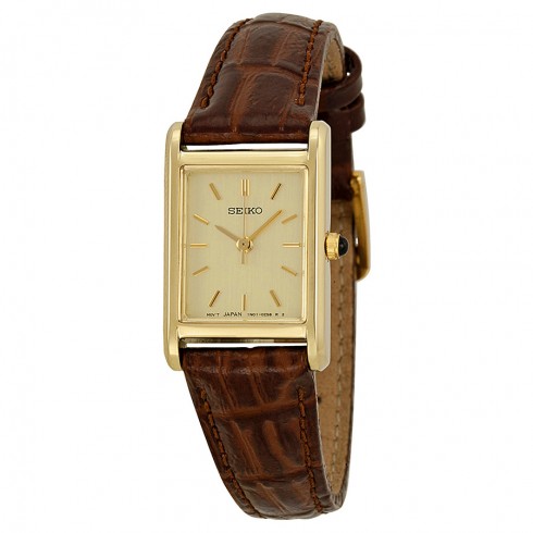 Seiko Champagne Dial Brown Leather Ladies Watch SXGN54 watches