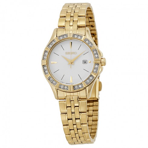 Seiko Champagne Dial Gold-tone Stainless Steel Ladies Watch SXDF22 watches