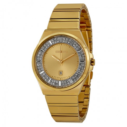 Seiko Champagne Dial Gold-tone Stainless Steel Ladies Watch SXDF72 watches