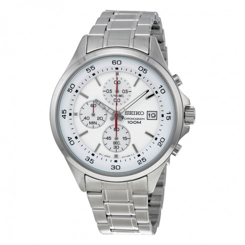 Seiko Chrongoraph Silver Dial Stainless Steel Men's Watch SKS473 watches