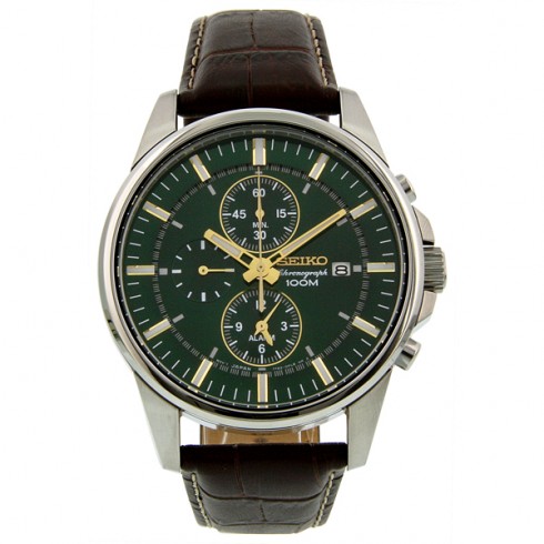 Seiko Chronograph Alarm Dark Green Dial Men's Watch SNAF09 watches
