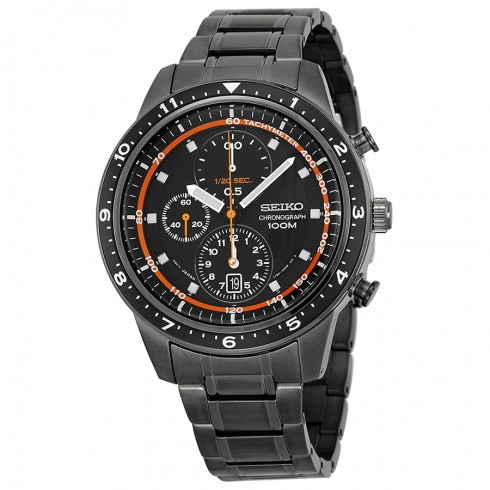 Seiko Chronograph Black and Brown Dial Stainless Steel Men's Watch SNDF41 watches