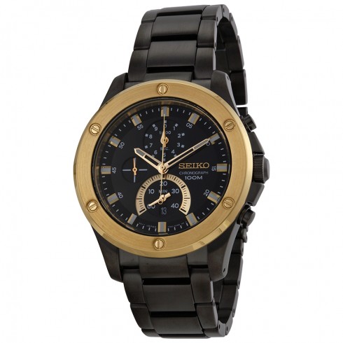 Seiko Chronograph Black Dial Black Black Ion-plated Men's Watch SPC098 watches
