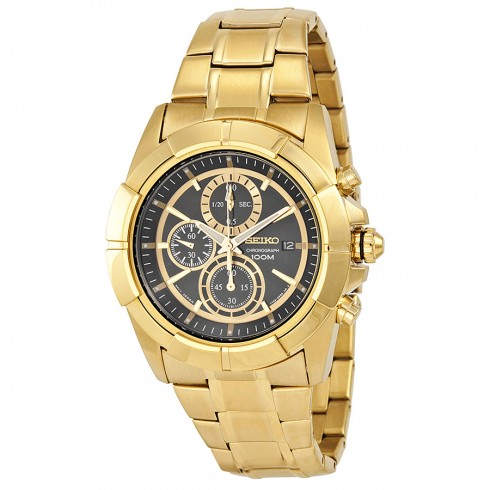 Seiko Chronograph Black Dial Gold-tone Men's Watch SNDE74 watches