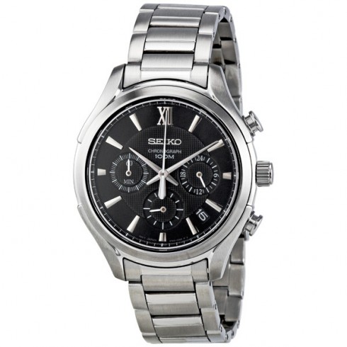 Seiko Chronograph Black Dial Men's Watch SSB019 watches