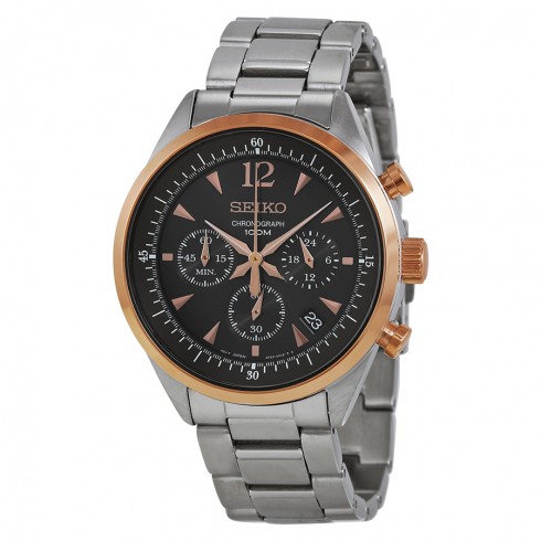 Seiko Chronograph Black Dial Men's Watch SSB068 watches