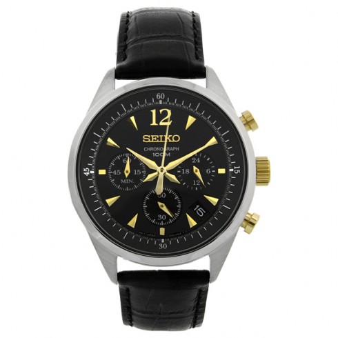 Seiko Chronograph Black Dial Men's Watch SSB071 watches