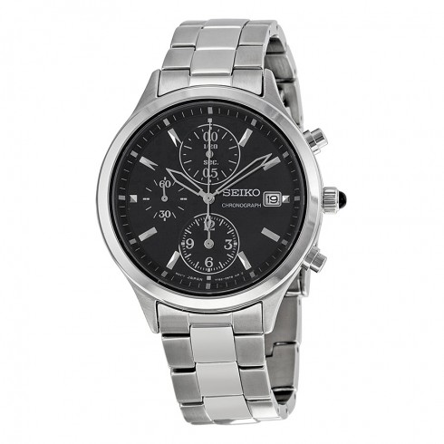 Seiko Chronograph Black Dial Stainless Steel Ladies Watch SNDX09 watches