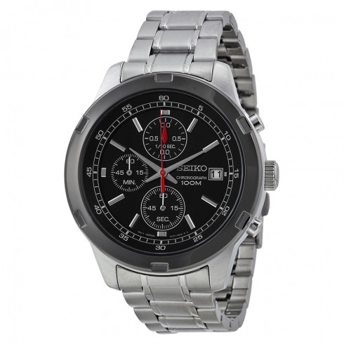 Seiko Chronograph Black Dial Stainless Steel Men's Watch SKS427 watches