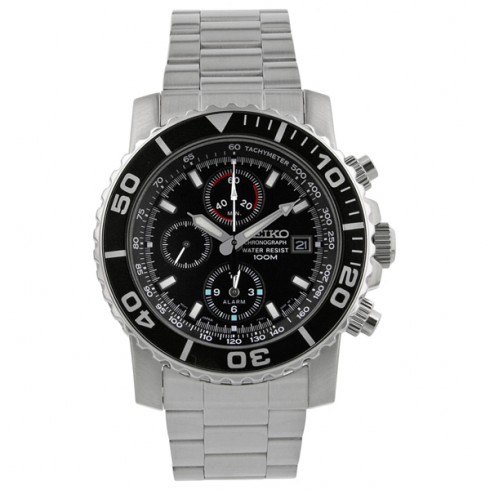 Seiko Chronograph Black Dial Stainless Steel Men's Watch SNA225 watches