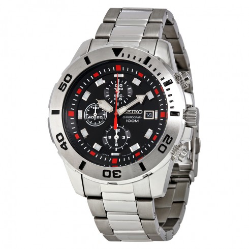 Seiko Chronograph Black Dial Stainless Steel Men's Watch SNDD95 watches