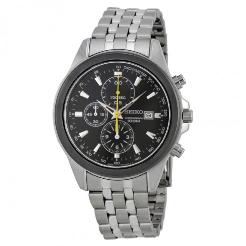 Seiko Chronograph Black Dial Stainless Steel Men's Watch SNDF09 watches