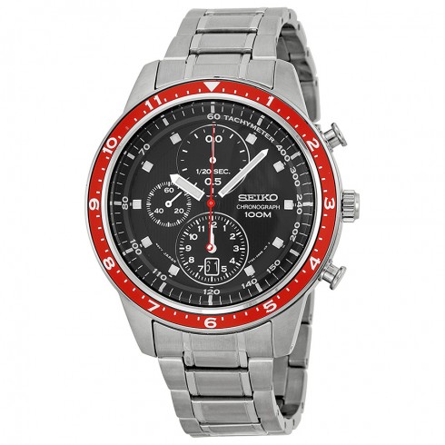 Seiko Chronograph Black Dial Stainless Steel Men's Watch SNDF37 watches