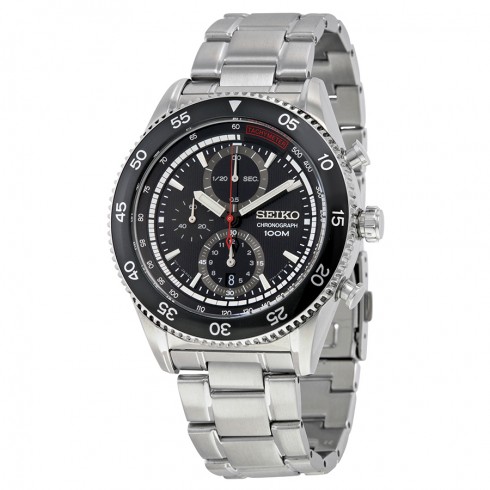 Seiko Chronograph Black Dial Stainless Steel Men's Watch SNDG57 watches