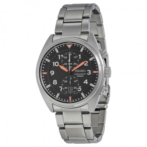 Seiko Chronograph Black Dial Stainless Steel Men's Watch SNN235P1 watches