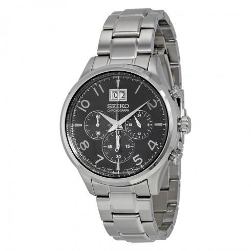 Seiko Chronograph Black Dial Stainless Steel Men's Watch SPC153P1 watches