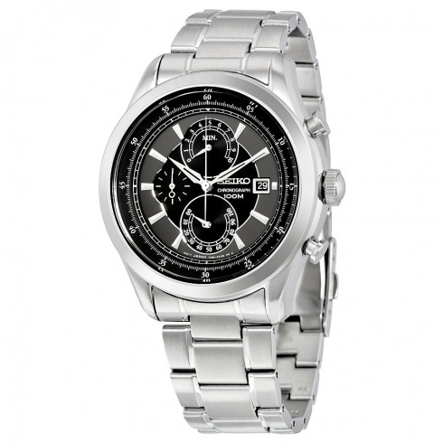 Seiko Black Chronograph Stainless Steel Men's Watch SPC167 watches