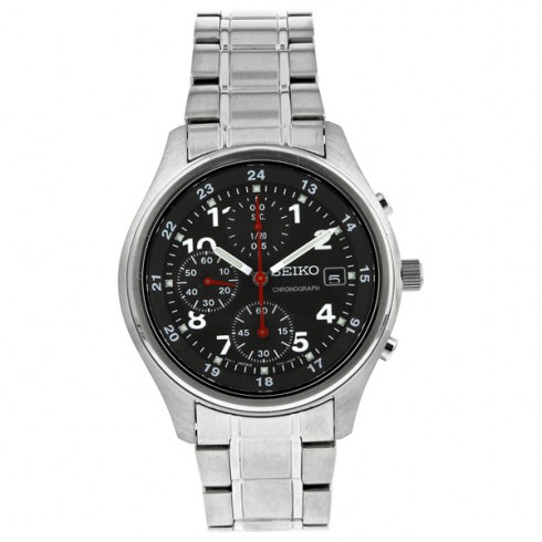 Seiko Chronograph Black Dial Stainless Steel Men's Watch SNDB31 watches