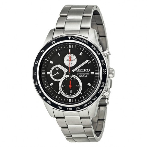 Seiko Chronograph Black Dial Stainless Steel Men's Watch SNDD85 watches
