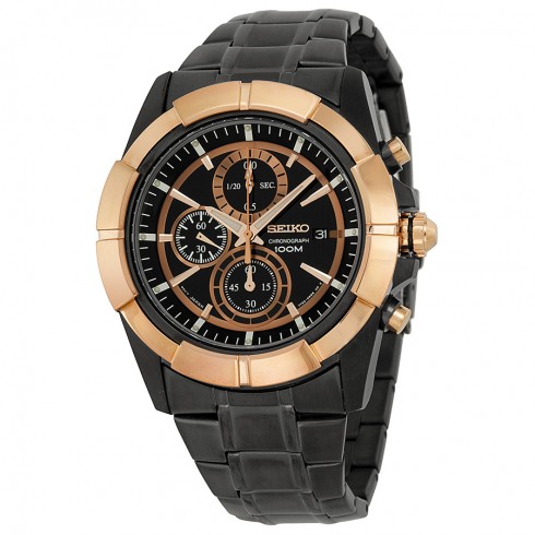 Seiko Chronograph Black Dial Stainless Steel Men's Watch SNDE76 watches