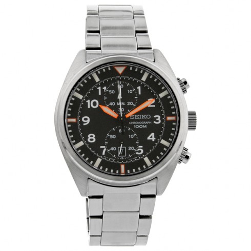 Seiko Chronograph Black Dial Stainless Steel Men's Watch SNN235 watches