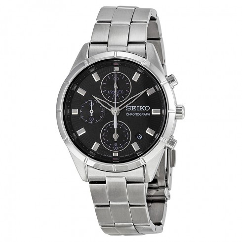 Seiko Chronograph Black Dial Stainless Steel Unisex Watch SNDX47 watches